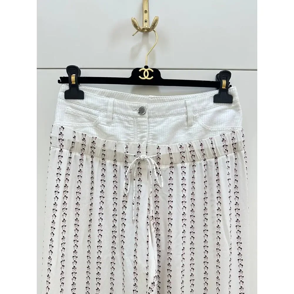 CHANEL Vintage Silk Wide Leg Pants Sz.38
